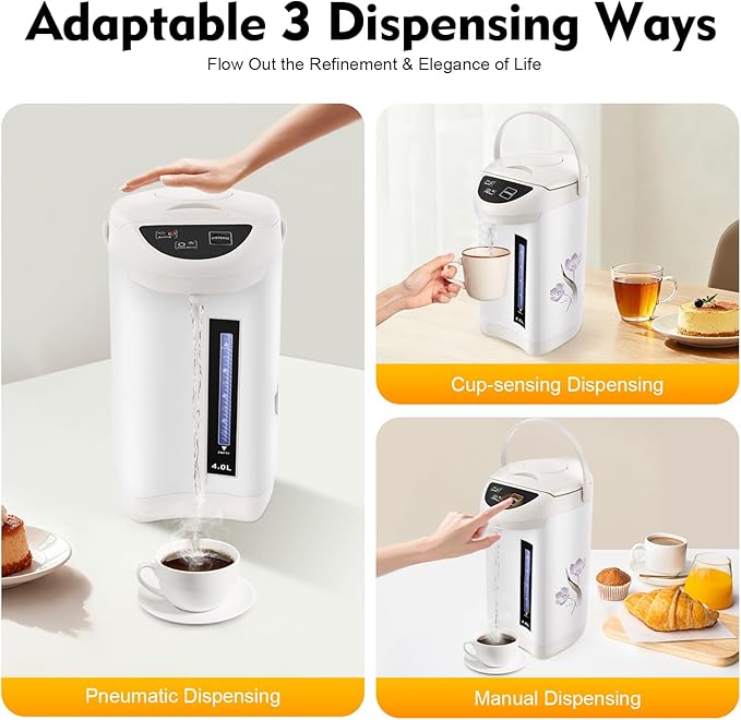 Combination Water Boilers & Warmers, 4L/135oz Electric Water Boiler with Portable Handle and Filter Mesh, 750W Electric Kettle for Dining Rooms, Living Rooms, Kitchens (White)