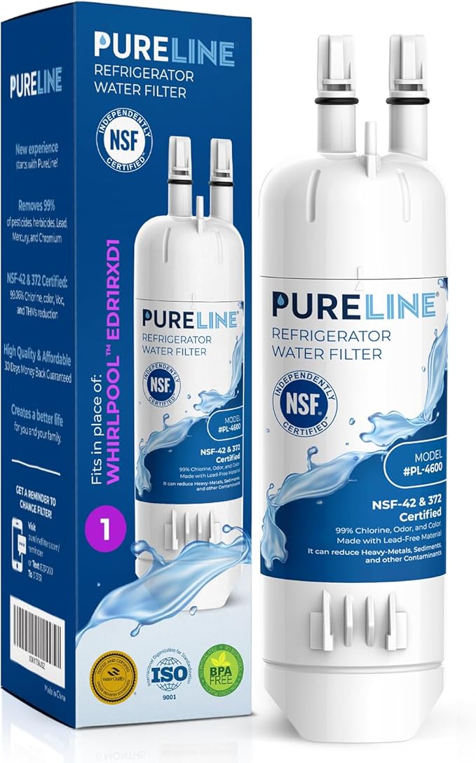 Pureline EDR1RXD1 Water Filter Replacement for Everydrop® Filter 1, W10295370A, P8RFWB2L, P4RFWB, EDR1RXD1B, Kenmore® 46-9081, 46-9930 Refrigerator Water Filter - AquaVibe