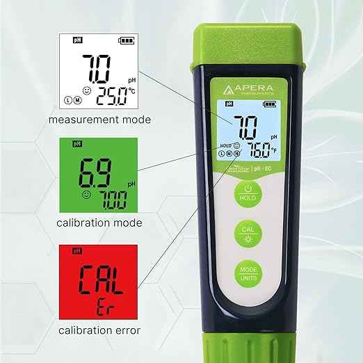 Apera Instruments AI104G GroStar Series GS4 pH/EC/500ppm/700ppm Combo 5-in-1 Pen Tester Kit with Replaceable Double-Junction pH/EC Probe for Hydroponics Water Quality Testing, Gen II