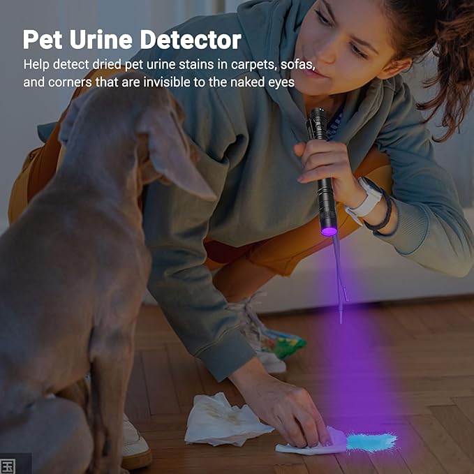 UV Black Light Flashlight Mini, 395nm Pen Light with Clip, Ultraviolet Blacklight for Pet Urine Detection, Waterproof Detector Light for Dry Stains, Bed Bug, Scorpion, Hotel Inspection