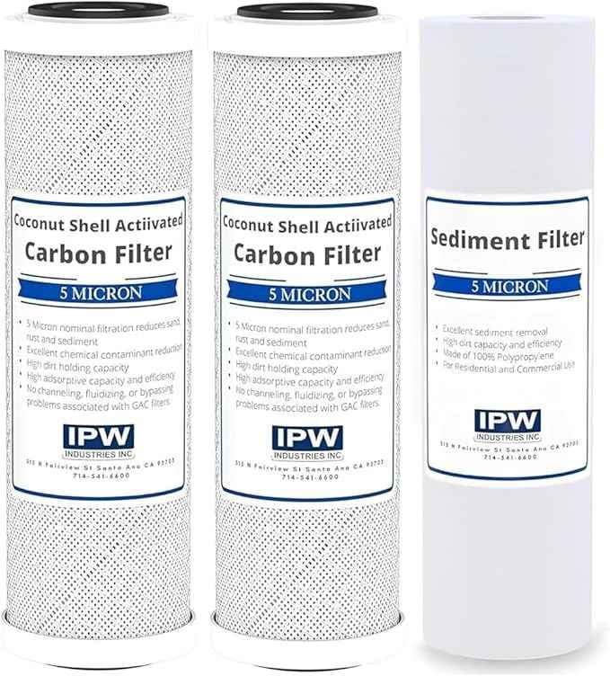 IPW Industries Inc Compatible Replacement Water Filters for iSpring RCC7AK, 6-Stage Alkaline Reverse Osmosis System, 75 GPD, pH+ Remineralization, White (Set of 3)