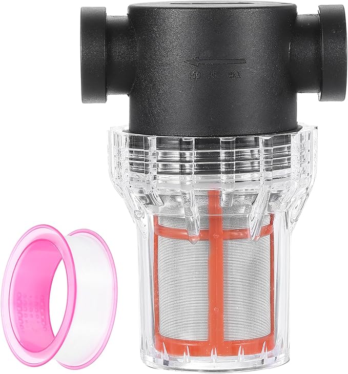 uxcell Pressure Washer Filter 1/2" NPT Female Thread, Inline Mesh Strainer Attachment, Stainless Steel Screen with Sealant Tape for Outdoor Gardening Inlet Water (Size:200 Mesh)