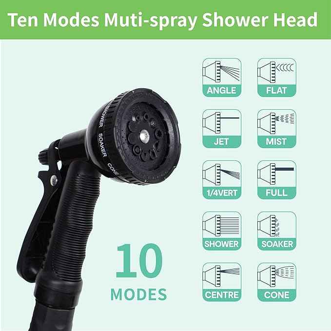 2.1 Gallon/8L Portable Water Shower, No Power Needed, Nylon Insulated Sleeve, 10 Spray Modes, Pressurized Portable Shower Sprayer for Camping, Hiking, Beach, Surfing & Outdoor Use, Orange