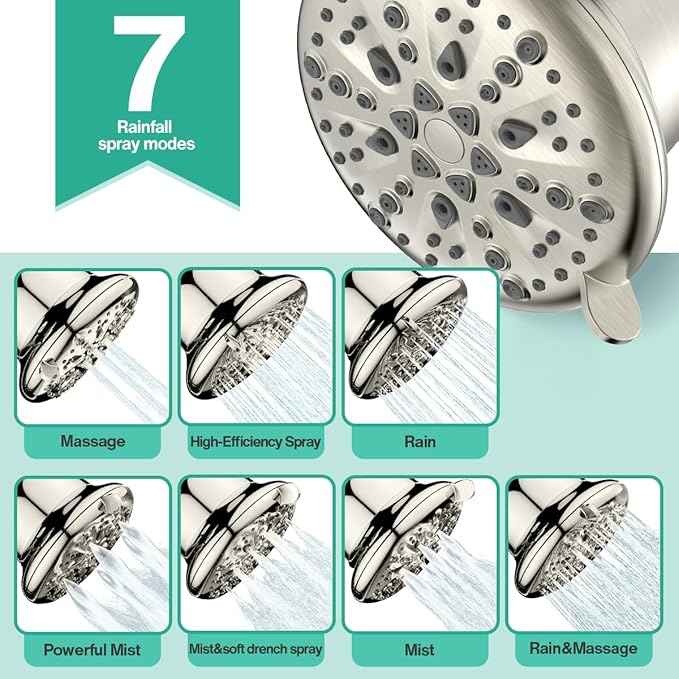 Cobbe Luxury Double Filtered Shower Head, High Output 16+20 Stages – 99% REMOVAL Shower Filters for Hard Water Removes Chlorine and Harmful Substances, 7-Model Setting Spray, Brushed Nickel