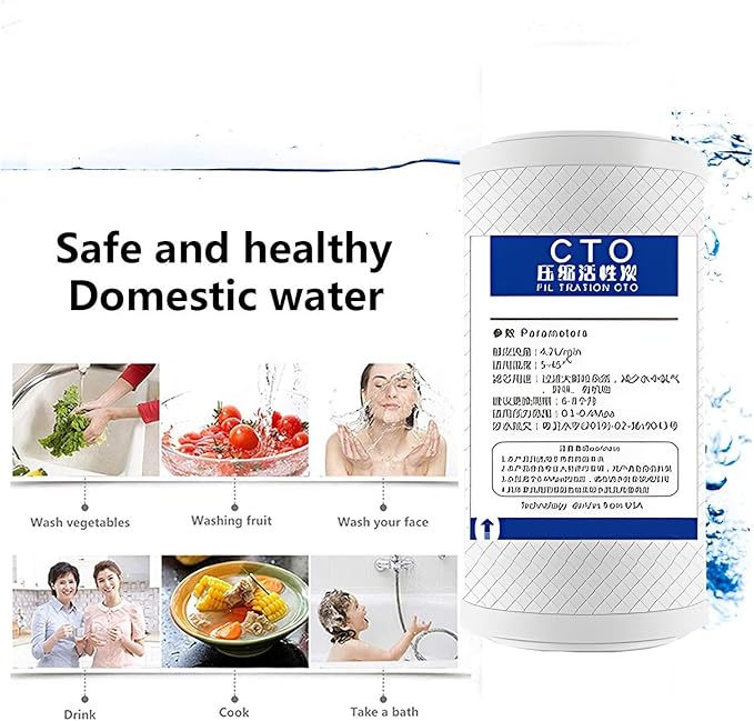 2.5" x 5" CTO Carbon Block Water Filter Cartridge Replacement, Whole house Pre Post, for Whole House Filtration Systems, 6pcs