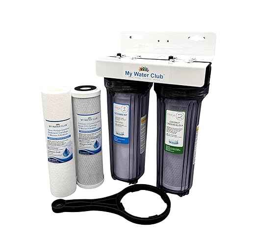 MyWaterClub 2-Stage (Dual Stage) Whole House Water Filtration System, 3/4" Inlet/Outlet, with an Extra Set of Replacement cartridges (Clear Housing Body)