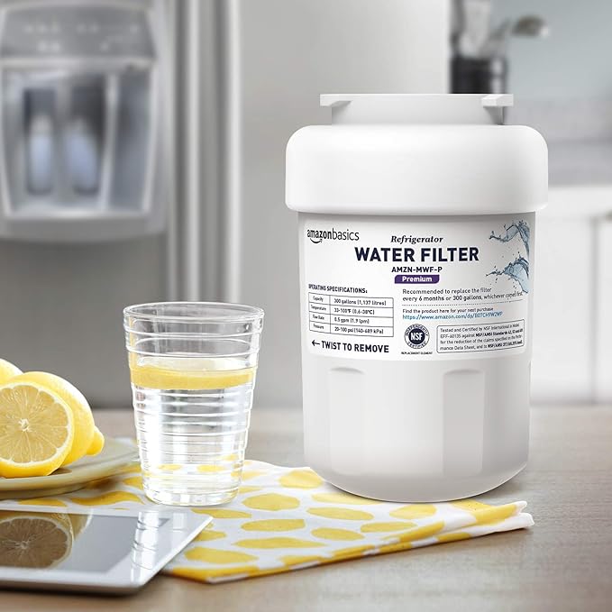 Amazon Basics Replacement Water Filter Cartridge Compatible with GE MWF Refrigerator, Pack of 2