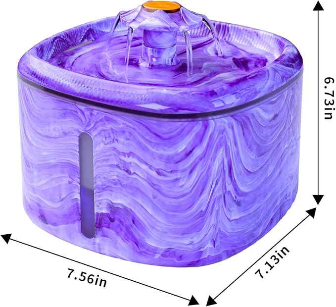 Cat Water Fountain Purple: Automatic Flower Pet Water Fountain for Cats Indoor-84oz/2.5L, Cute Cat Fountain for Drinking, LED Blue Light, Upgraded Ultra Quiet Pump, Gifts for Cats, Dogs (2Filters)
