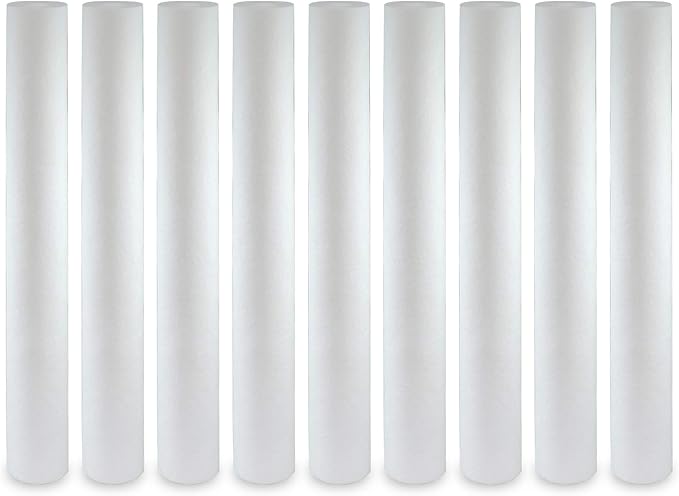 Max Water Slim Blue 5 Micron 20 inch x 2.5 inch Whole House Melt-Blown Polypropylene Sediment Water Filter Replacement Cartridge (Pack of 9)