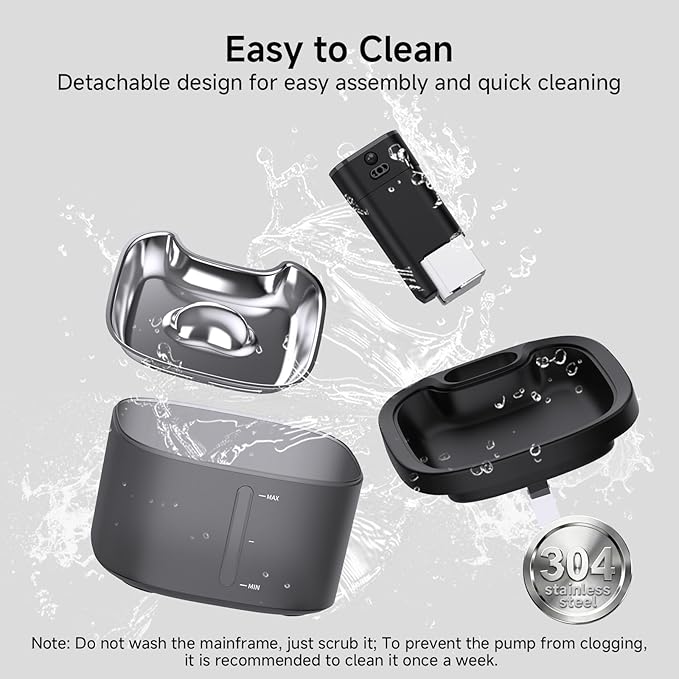 Wireless Cat Water Fountain Cordless: Battery Operated 118oz/3.5L Pet Water Fountain for Cats Indoor with Motion Sensor, Automatic Cat Drinking Fountains Stainless Steel Tray(2Filters)