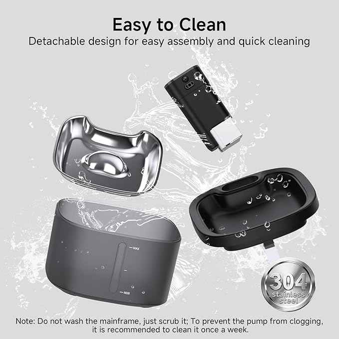 Cat Water Fountain Cordless: Battery Operated 118oz/3.5L Pet Water Fountain for Cats Indoor with Motion Sensor, Cat Drinking Fountains with Stainless Steel Tray, Ultra Quiet, Easy-to-Clean