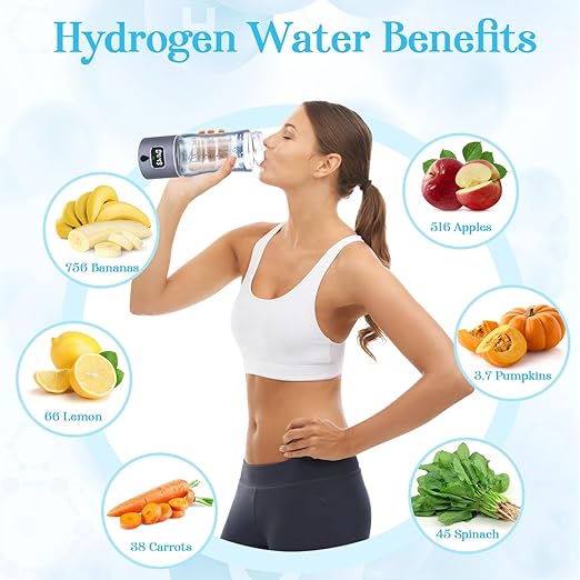 Hydrogen Water Bottle Generator with SPE/PEM Technology, Anlewo Portable H2 Water Ionizer Machine,5000PPB,6 Hours Hydrogen Retention for Family Friends Office Travel Sports Fitness(Silver)