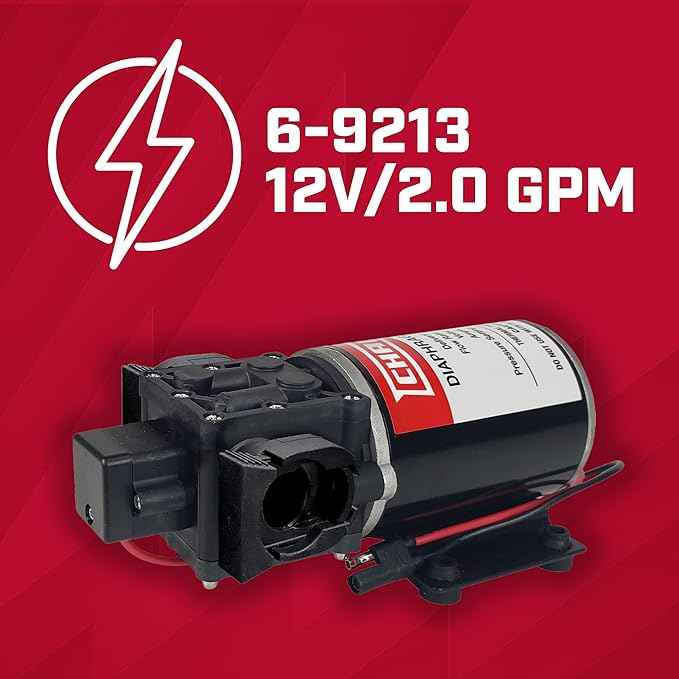 Chapin 6-9213 12V/2.0 GPM 60 PSI Self-Priming Diaphragm Water Pump for ATVs, Marine, Boating, Water Supply, Camping, RV Recreation & Boom Spray Systems