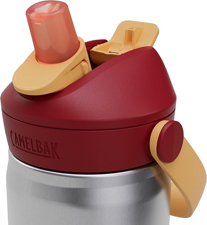 CamelBak Thrive Flip Straw Kids Bite Valve Stainless Steel Water Bottle Orange Sunset, 12oz