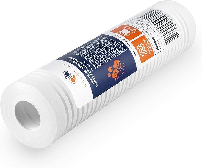 Aquaboon 5 Micron 10 x 2.5 Grooved Sediment Water Filter Replacement for Whole House Filter Cartridge Compatible with AP110, WHKF-GD05, CFS110, 25-Pack