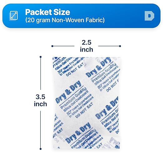 Dry & Dry 20 Gram[30 Packets] Silica Gel Packets Desiccant Packs Silica Gel Packs Silica Packets - Rechargeable Silica Packets, Silica Gel Packets, Silica Gel