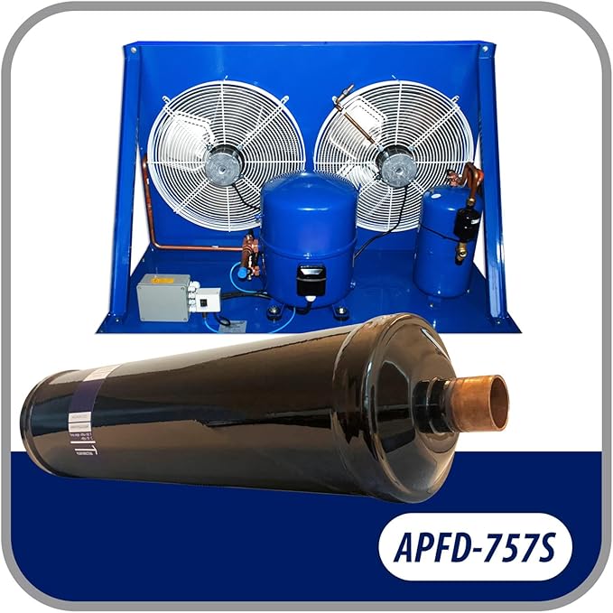 Appli Parts APFD-757S 7/8 in Liquid Line Refrigerant AC Filter Drier hvac Refrigeration 757S ODF Sweat Solder connection universal unidirectional 16-1/2 in long 3-3/4 in wide