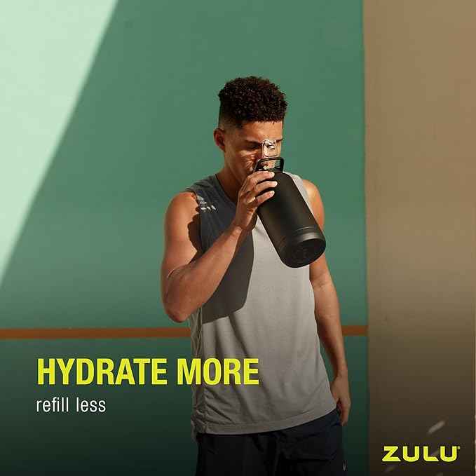 ZULU Goals Vacuum Insulated Large Capacity Stainless Steel Water Bottle | Reusable Jug Thermoses with Carry Handle | Leak-Proof Lid | Perfect for Travel, Workout, Gym, Hiking, Camping | 64oz, 101oz