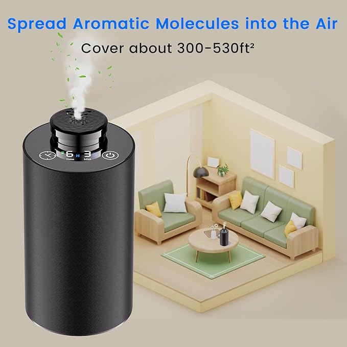 Diffuserlove Waterless Car Aromatherapy Diffuser, Portable Travel Cordless Air Diffuser, Rechargeable Scent Machine, Green