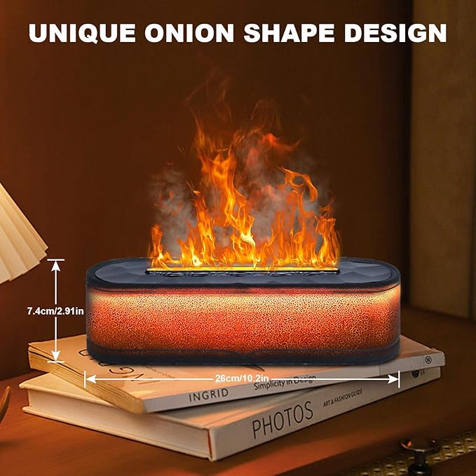 Colorful Volcano Diffuser Humidifier: 260ml Aromatherapy Essential Oil Diffusers Ultrasonic Volcano Humidifier with Remote Control Waterless Auto Off 7 Colors Night Light for Gym(Full Crack Flame)