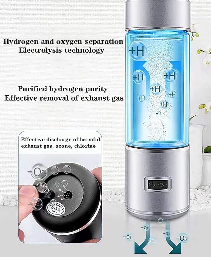 2 in 1 Portable Hydrogen Water Ionizer Machine, High Concentration, H2 and o2 Separation Electrolysis Technology, 300ml Capacity, Hydrogen Water Generator