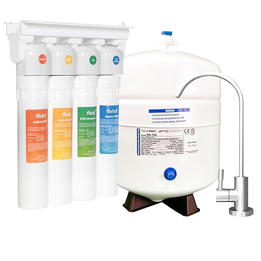 AQUAVI Twist Reverse Osmosis Water Filter System Under Sink Quick-Change RO Water Filter System NSF Certified Drinking Water Filter