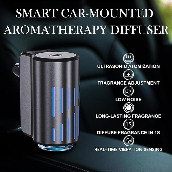 Car Air Freshener,Smart Car Air Freshener, Suitable For Car Diffusers And Home Use,Automatic On/Off,10 Scents,Car Diffusers Have 3 Adjustable Modes,Car Essential Oil Diffusers Have 10 Refill Bottles