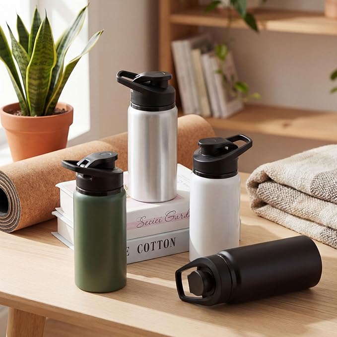 Domensi 24 Pack Aluminum Water Bottle Bulk Reusable Water Bottle, Lightweight Easy Carry Leakproof with Snap Lid Travel Bottles, for Gym Outdoor Sports Cycling Camping Fishing (17oz,Dark Colors)