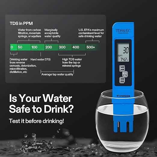 VIVOSUN Digital pH and TDS Meter Kits, 0.01pH High Accuracy Pen Type pH Meter ± 2% Readout Accuracy 3-in-1 TDS EC Temperature Meter for Hydroponics, Pool and Aquarium, Yellow Blue, UL Certified