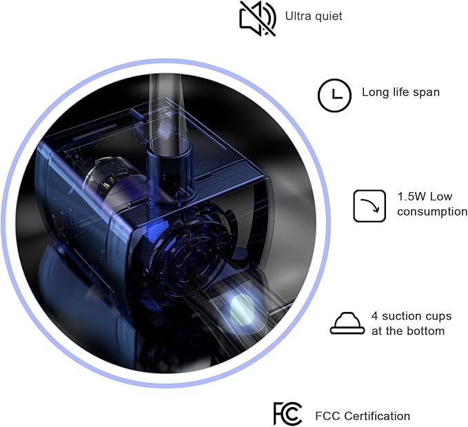 Crystal Cat Water Fountain Stainless Steel with 4 Filters and 4 Sponges, 101oz/3L Pet Fountain with LED Light for Cats and Dogs (Blue)