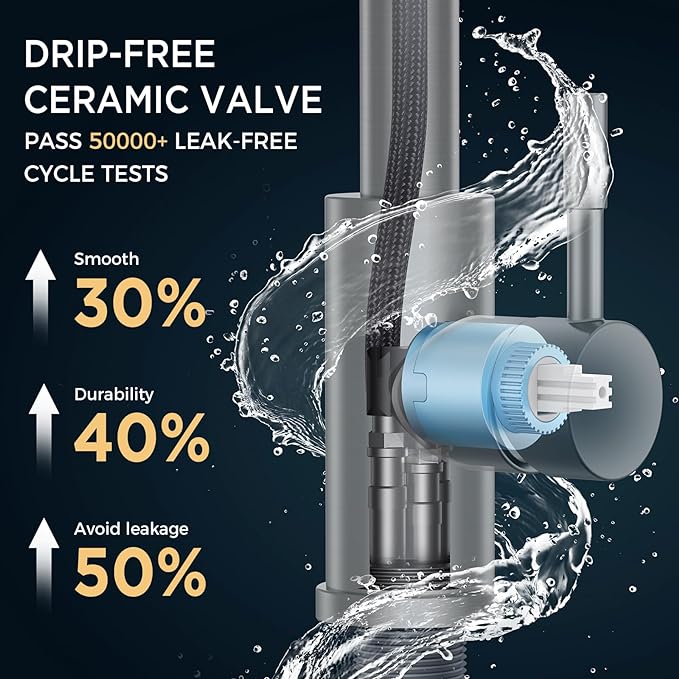 RIOUS Oil Rubbed Bronze Kitchen Faucet with Pull Down Sprayer, High Arc Modern Classic Sink Faucet Stainless Steel with Deck Plate Fit for 1 or 3 Hole for Pot Filler Bar Farmhouse Laundry Rv, ORB
