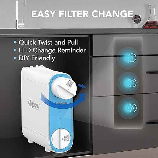 HYDROVOS Tankless RO System 600 GPD, NSF 372 Certified No-Lead, Reduces PFAS, TDS, Fluoride, Arsenic, Chlorine, Efficient 2:1 Drain Ratio, Under Sink Reverse Osmosis Water Filter, USA Tech Support