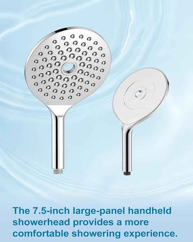 7.5" Rainfall Filtered Shower Head with Handheld Showerhead with Filter High Pressure 2-in-1 Dual Spa System Water Softener Filters for Hard Water 59" Stainless Steel Hose Chrome Polish