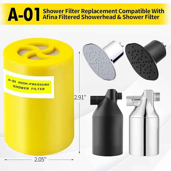 A-01 Shower Filter Replacement Compatible With Afina Filtered Showerhead & Shower Filter,For Hard Water Remove Chlorine And Other Impurities,4 Pack