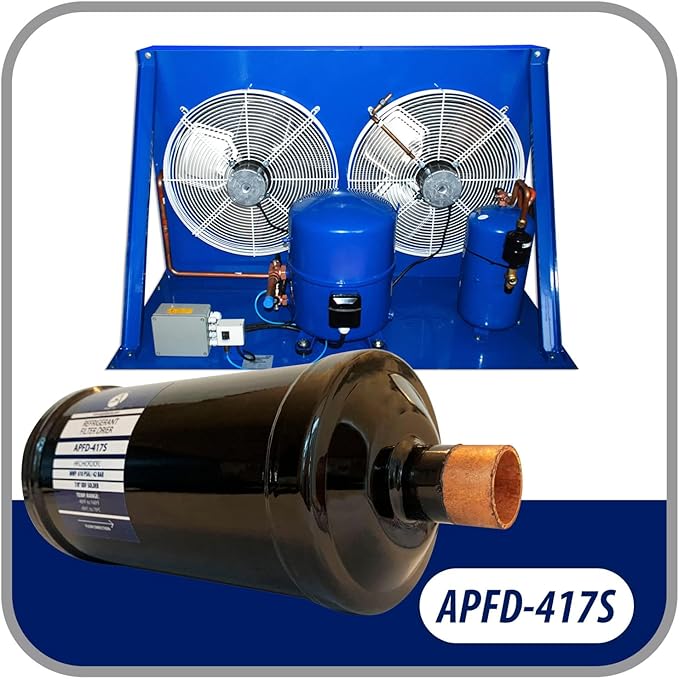 Appli Parts APFD-417S 7/8 in Liquid Line Refrigerant AC Filter Drier hvac Refrigeration 417S ODF Sweat Solder connection universal unidirectional 10-1/2 in long 3-3/4 in wide