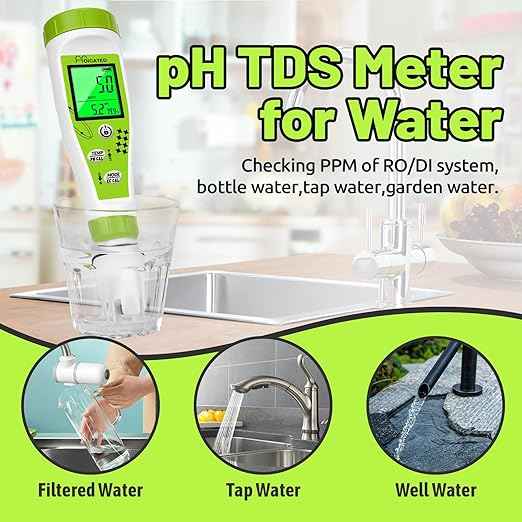Salt Tester pH Meter for Aquarium Fish Tank Koi Pond Simultaneous Screen Salinity Meter for Saltwater Pool Hot Tub EC Tester for Hydroponics TDS Meter for Drinking Water