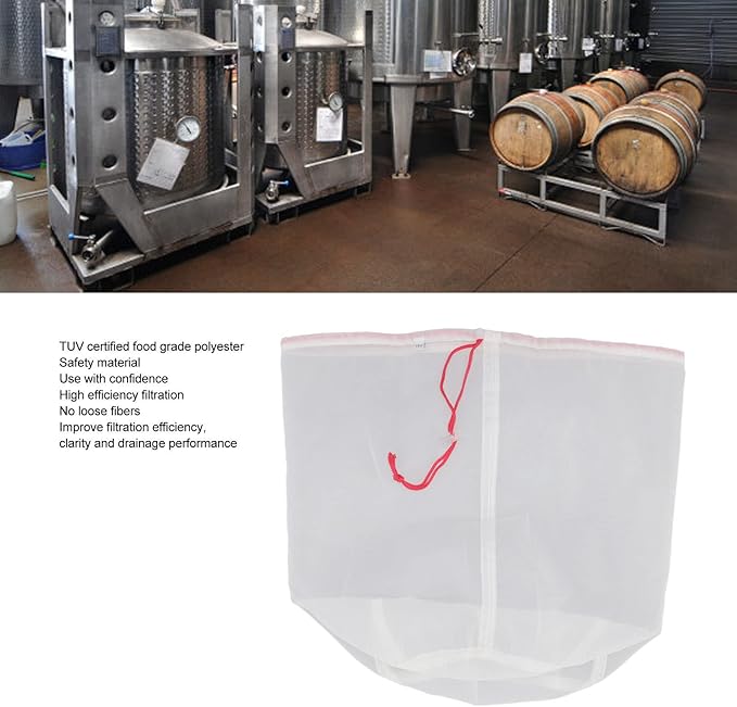 5 Gallons Brew Bag,160 Micro Reusable Straining Bag,Fine Mesh Bag Strainer Bag Wine Making Supplies,Multi Purpose Food Grade Filter Bag for Fruit Cider,Nut Milk,Cold Brew, Home Brewing