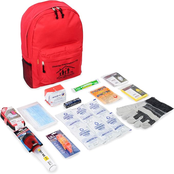 First My Family All-in-One 1 Person, 72 Hour Bug Out Bag Emergency Survival Kit for Family. Be Prepared for Hurricanes, Floods, Tsunami, Other Disasters