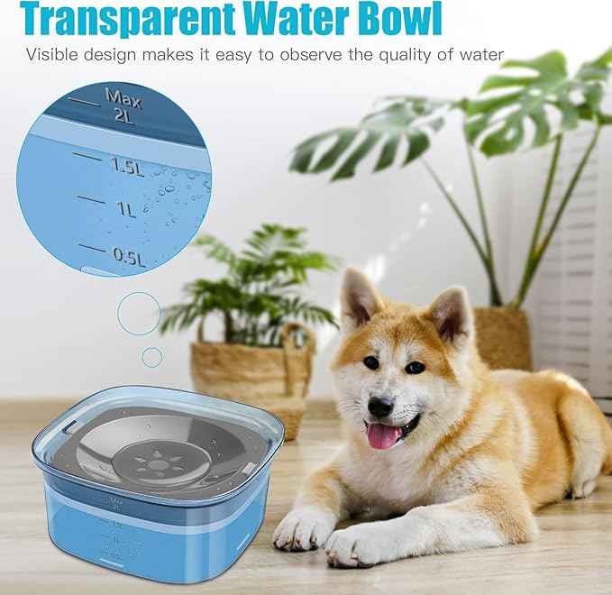 UPSKY 70oz Dog Water Bowl 2L No Spill Dog Bowls Large Capacity Spill Proof Slow Water Feeder, No Splash Dog Bowl Pet Water Dispenser Vehicle Carried Travel Slow Drinking Bowls for Messy Drinkers, Cats