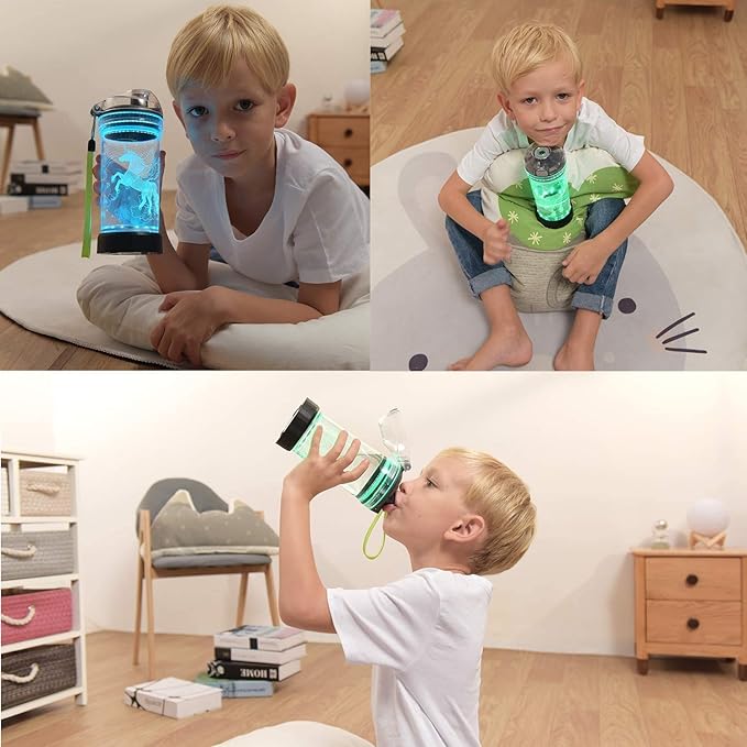Lightzz Kids Water Bottle, Glow in The Dark Monster Truck & Tractor Water Bottle, Gifts for Boys Back to School Birthday Christmas Holiday