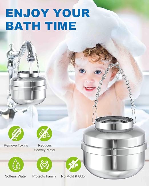 Bathtub Water Filter Replacement Cartridge, Multi-Stage Filtration Removes 99% Chlorine & Heavy Metals, for Solid Stainless Steel Bath Filter,Blue