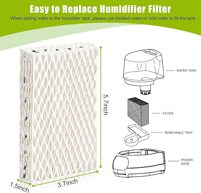 4 Pack WF813 Humidifier Filters Wick Replacement Compatible with ReliOn RCM-832 RCM-832N WF813 DH832 ProCare PCWF813 Equate EQWF813 EQ-2119-UL Duracraft DH-830 Cool Mist Humidifier Filters