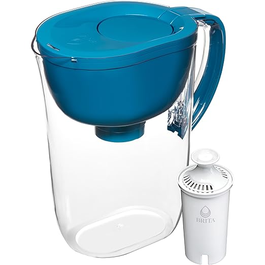 Brita Large Water Filter Pitcher for Tap and Drinking Water with SmartLight Change Indicator, Includes 1 Standard Filter, BPA-Free, Lasts 2 Months, 10-Cup Capacity, Teal