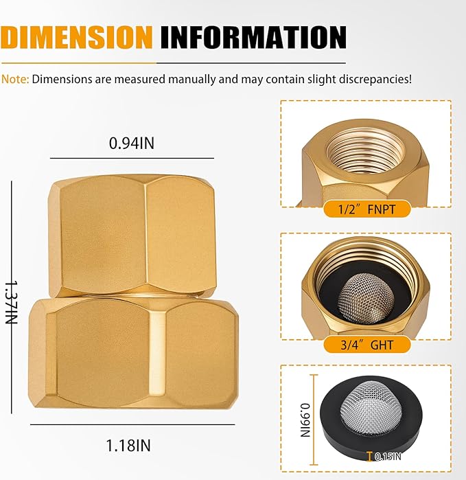 7100495 Pressure Washer Inlet Fitting with Filter, Brass 1/2" Female NPT and 3/4" GHT Garden Hose Inlet, for Simpson Power Washer Pumps - AquaVibe