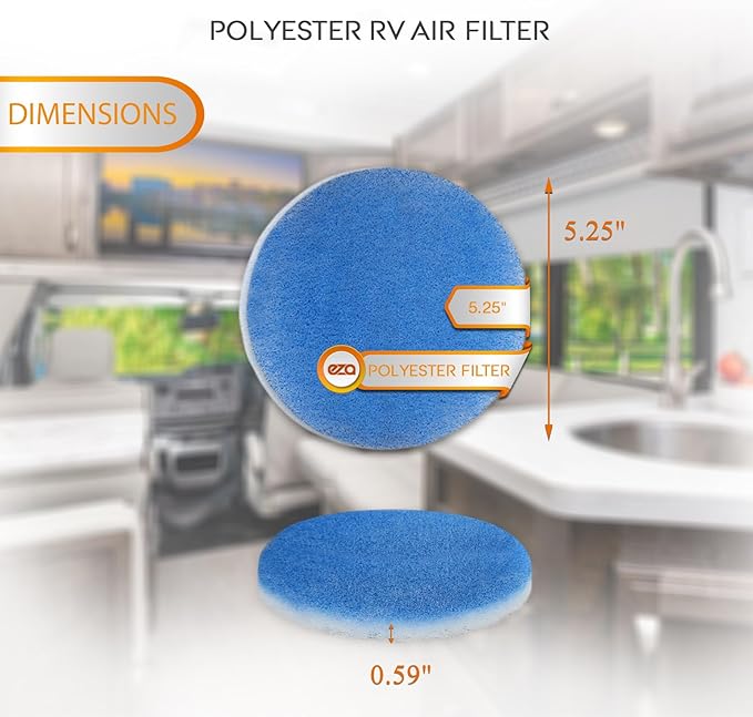 RV Air Conditioner Filter - RV 5.25" Round Air Duct AC Filter Replacement MERV 8 Air Filter (8 Pack) - AquaVibe