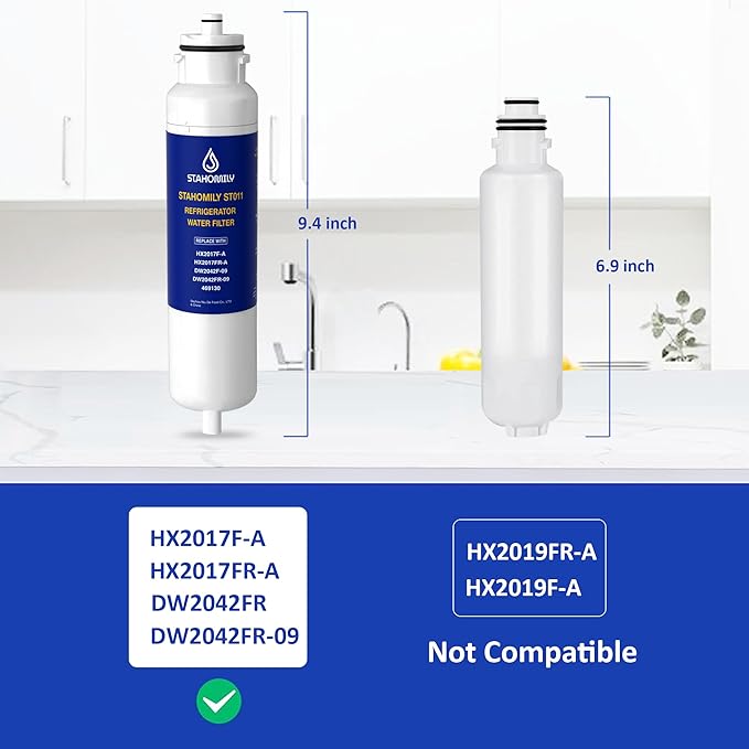 HX2017FR-A Water Filter Replacement for Hisense Water Filter, Compatible with Hisense HX2017F-A, HRF266N6CSE, HRF266N6CSE1, HRF209N6CSE, HRF254N6DSE, Daewoo DW2042FR, DW2042FR-09, 1 Pack - AquaVibe