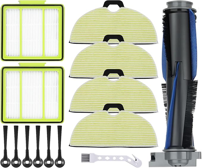 RV2000WD Replacement Parts for Shark RV2002WXUS RV2002WD RV2001DRUS RV2001WD AV2001WD Mop Brush Filter Kit with Shark AI Robot Vacuum Cleaner, 1 Brushroll, 2 Filters, 4 Mop Pads, 6 Side Brushes - AquaVibe