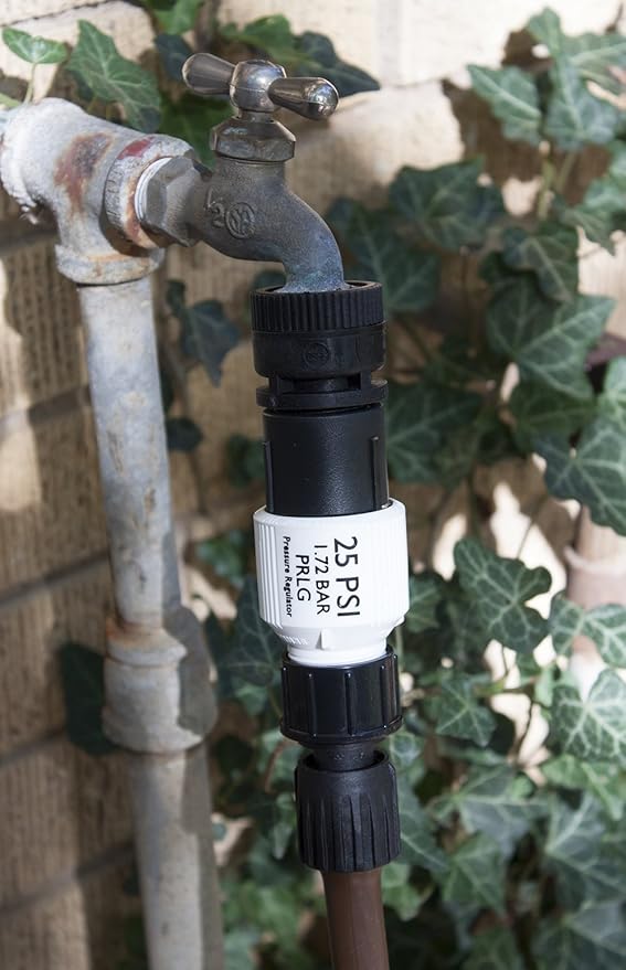 Drip Irrigation Faucet Adapter Kit: Connect 1/2" Tubing to Faucet or Hose, Backflow Preventer, Filter, Pressure Regulator - No Assembly Required