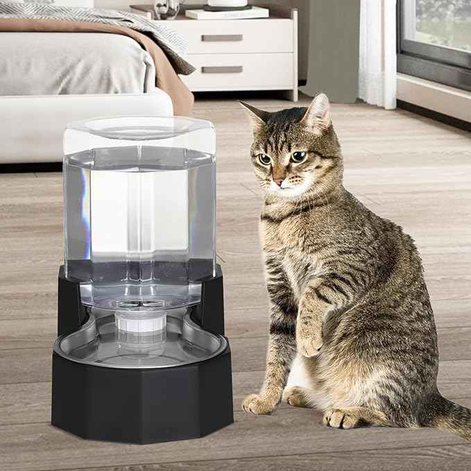 Sfozstra Large Dog Water Dispenser: 5L Automatic Gravity Water Feeder - Dishwasher-Safe Stainless Steel Bowl - Easy Clean - No Power Needed - for Cats & Small Dogs - Kitchen Corner/Crate Area