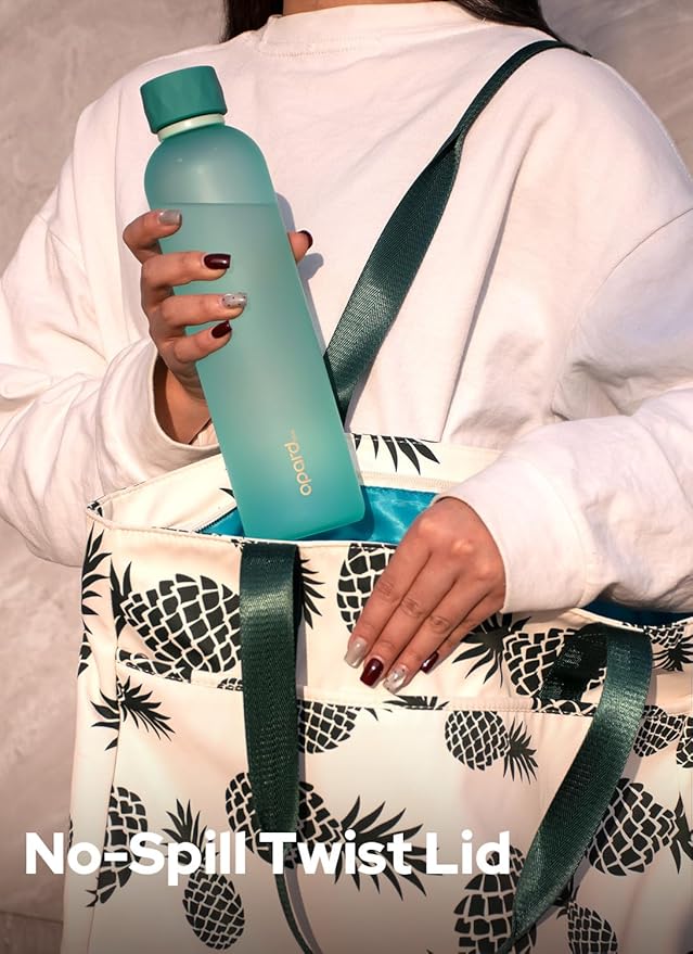 Opard Slim Pro Water Bottle 32oz, Plastic Water Bottle BPA-Free, Facetted Rubberized Grip-Texture Monocap, Leakproof Screw Top, Aqua Green, Reusable for Travel School Sport Gym Hiking